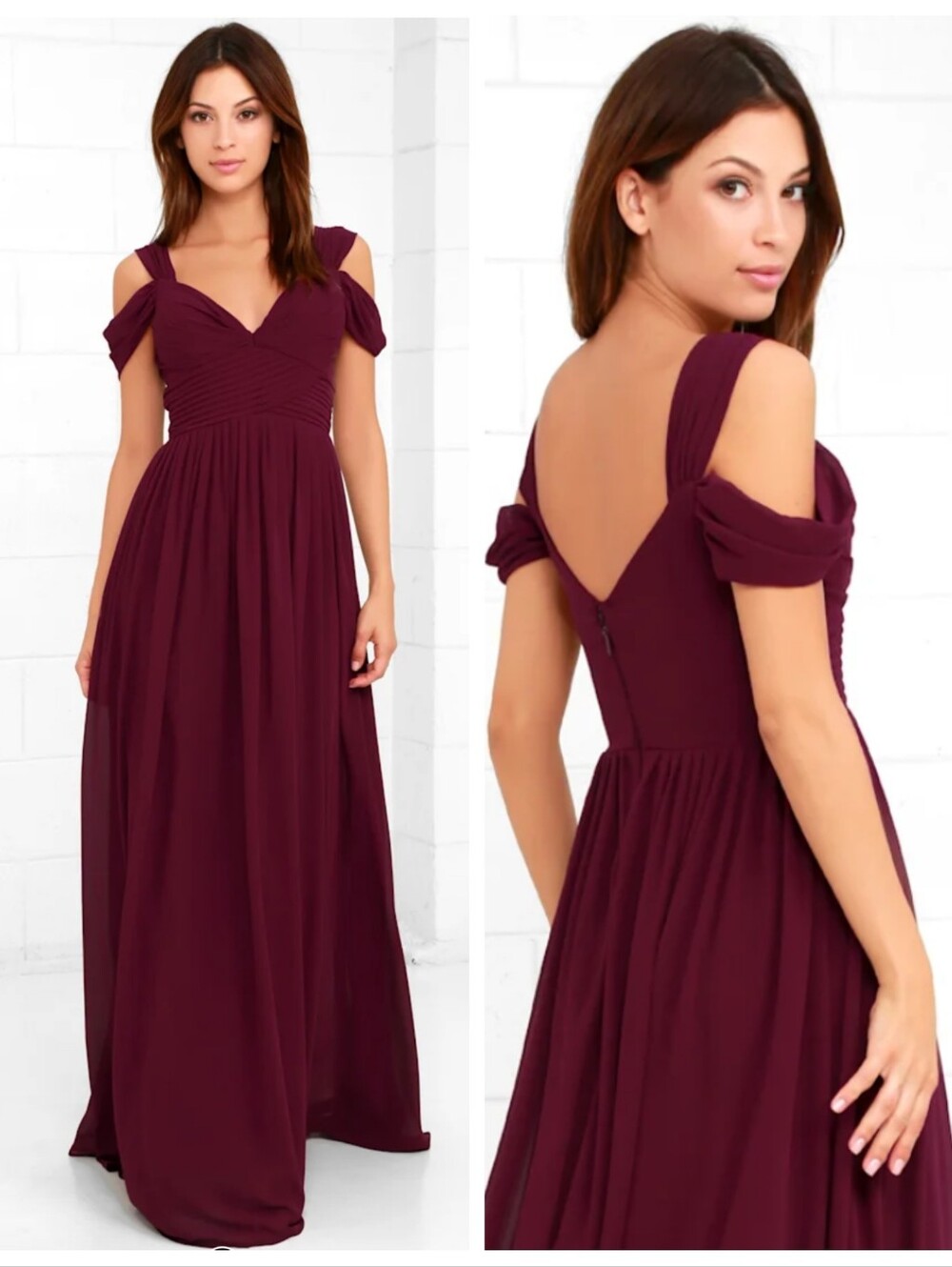 NWT Lulus Make Me Move Burgundy Maxi Dress Women's Large Formal Wedding Flowing